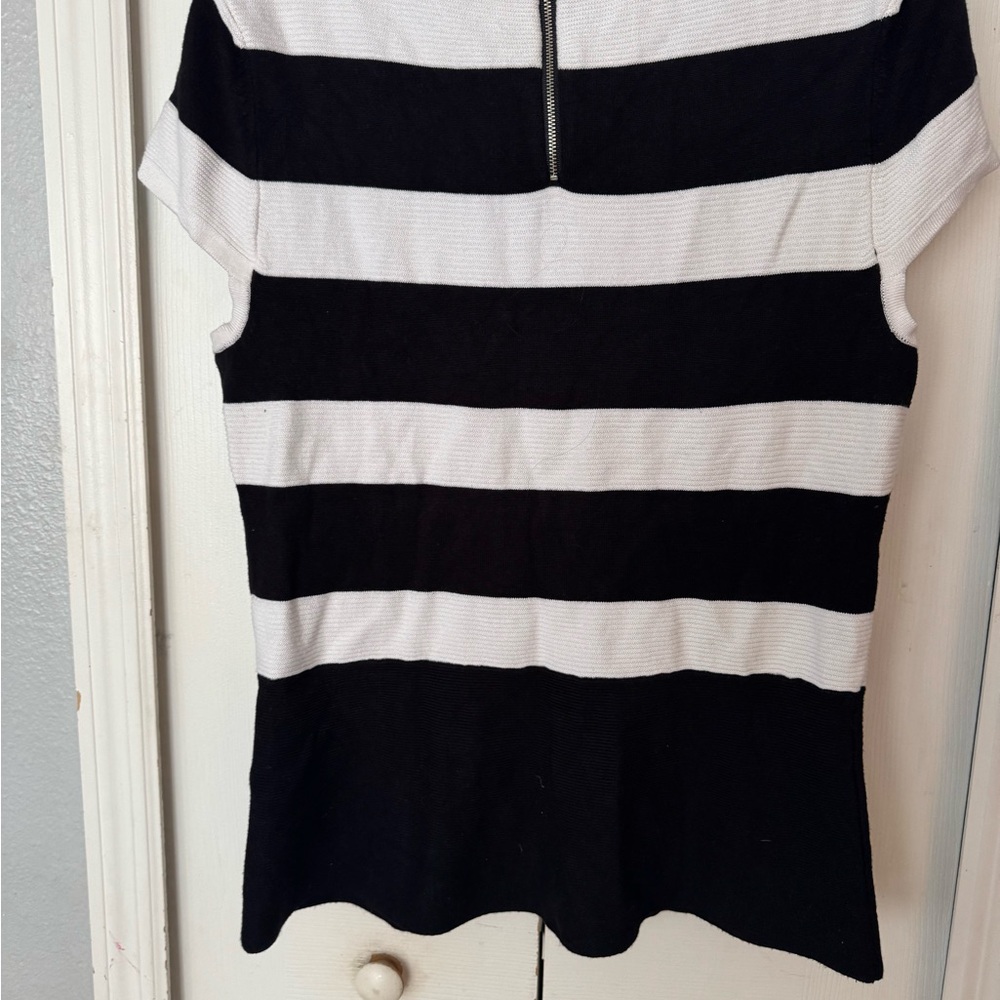 WHBM Black and White Striped Women's Top